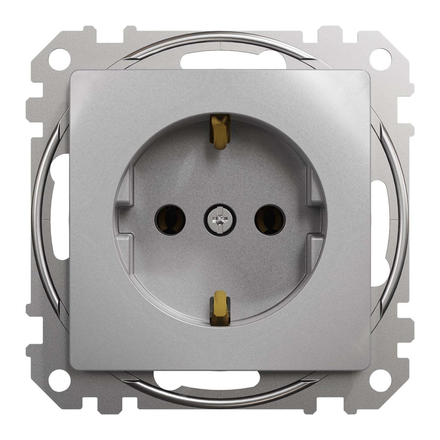 Gniazdo zasilające schuko, srebrne aluminium