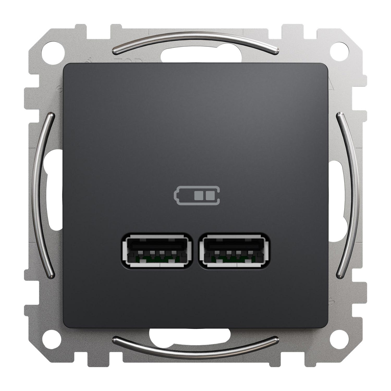 Gniazdo ładowania USB typ A+A 2,4A, czarny antracyt