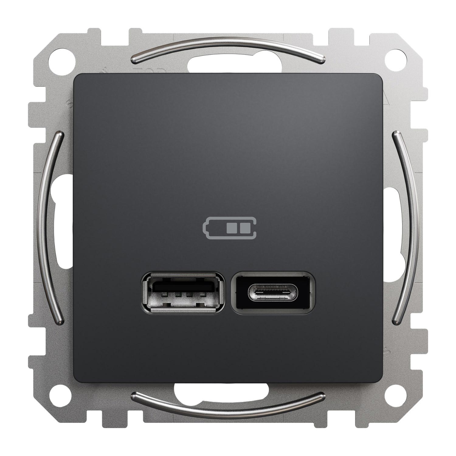 Gniazdo ładowania USB typ A+C 3A, czarny antracyt