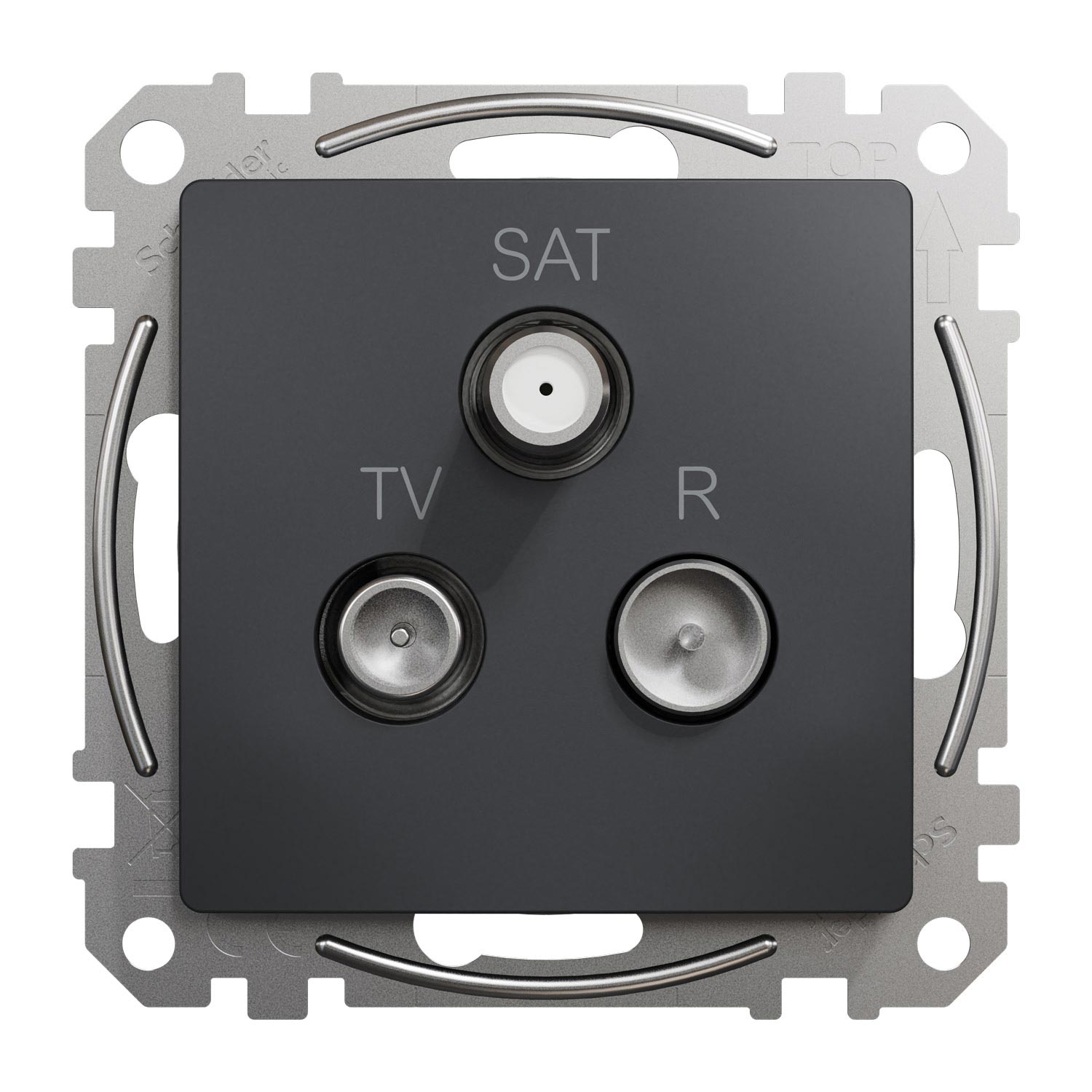 Gniazdo R/TV/SAT przelotowe (10dB), czarny antracyt