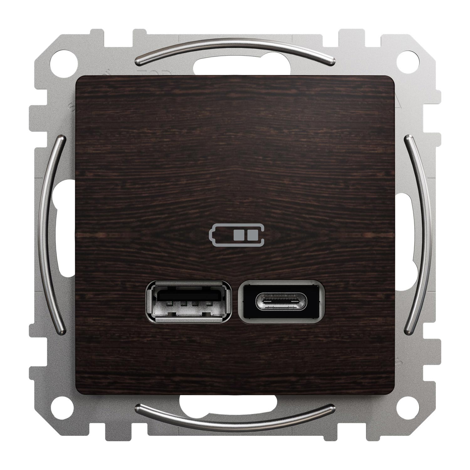 Gniazdo ładowania USB typ A+C 2,4A, wenge